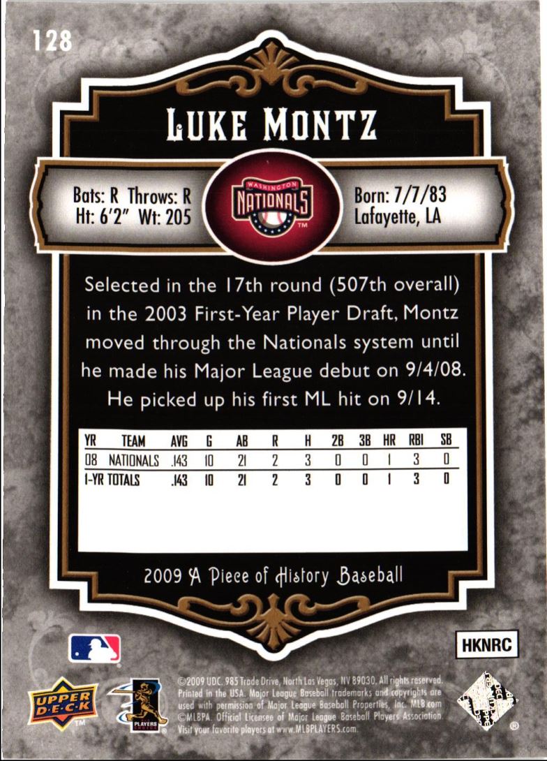 2009 Upper Deck A Piece of History Luke Montz