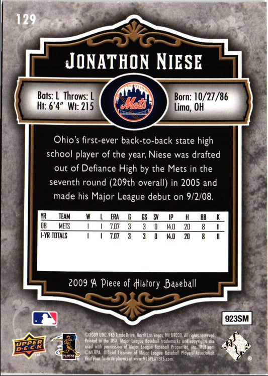 2009 Upper Deck A Piece of History Jon Niese