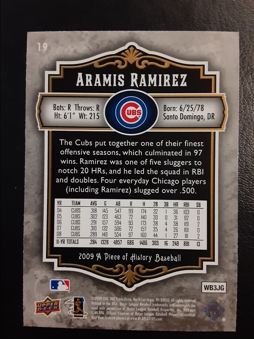 2009 Upper Deck A Piece of History Aramis Ramirez