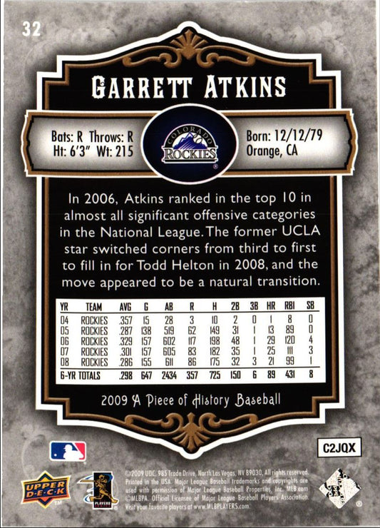 2009 Upper Deck A Piece of History Garrett Atkins