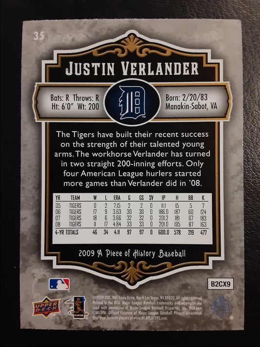 2009 Upper Deck A Piece of History Justin Verlander