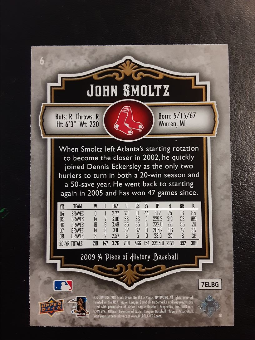 2009 Upper Deck A Piece of History John Smoltz