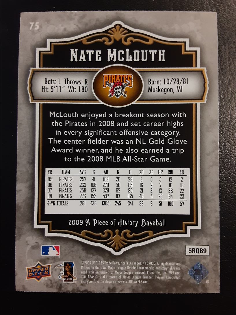 2009 Upper Deck A Piece of History Nate McLouth