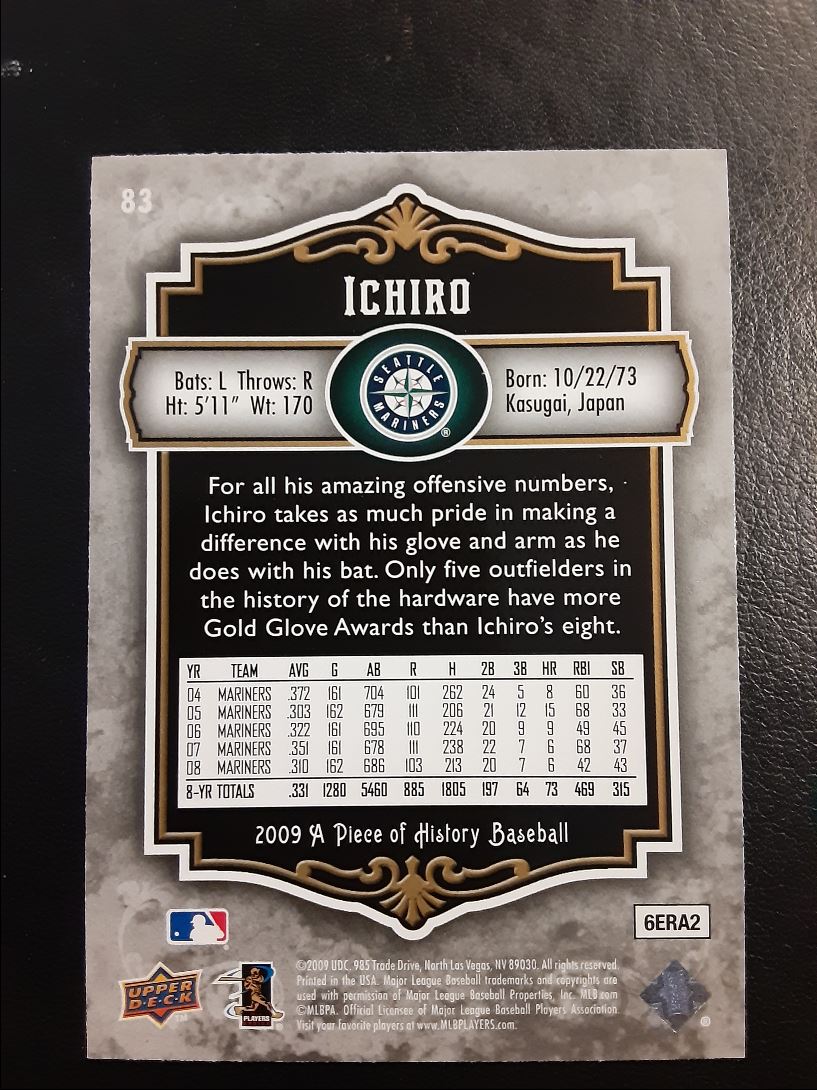 2009 Upper Deck A Piece of History Ichiro Suzuki