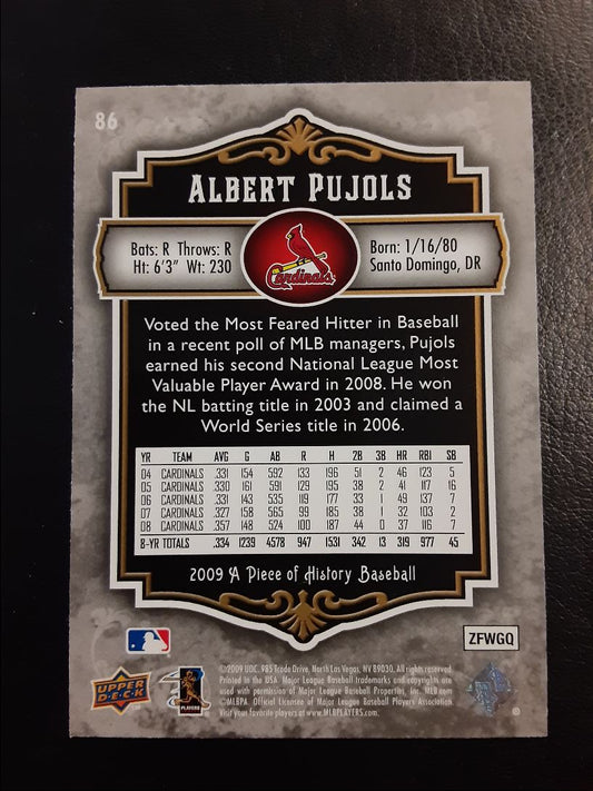 2009 Upper Deck A Piece of History Albert Pujols