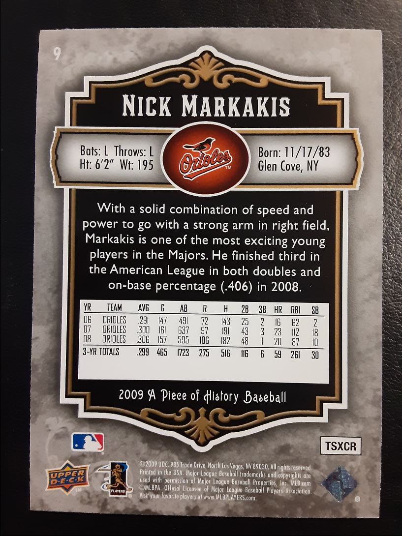 2009 Upper Deck A Piece of History Nick Markakis