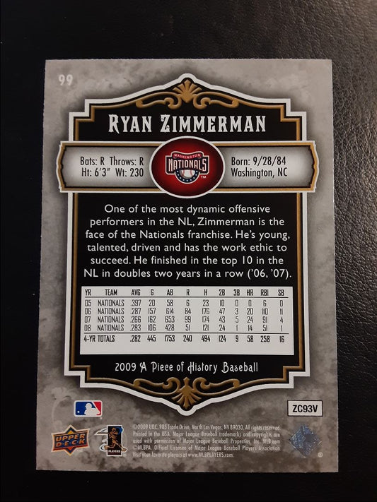 2009 Upper Deck A Piece of History Ryan Zimmerman