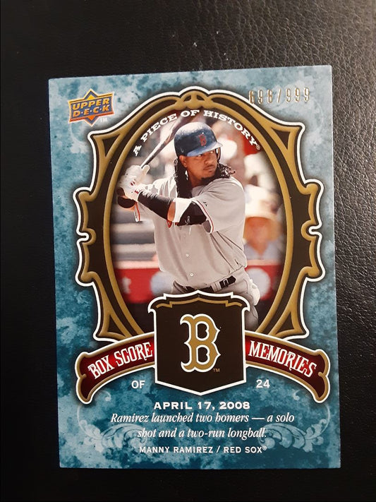 2009 Upper Deck A Piece of History Box Score Memories Manny Ramirez
