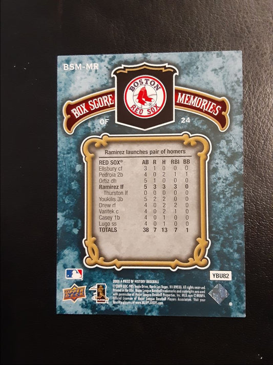 2009 Upper Deck A Piece of History Box Score Memories Manny Ramirez