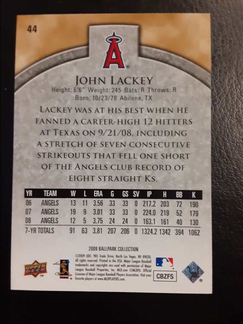 2009 Upper Deck Ballpark Collection John Lackey