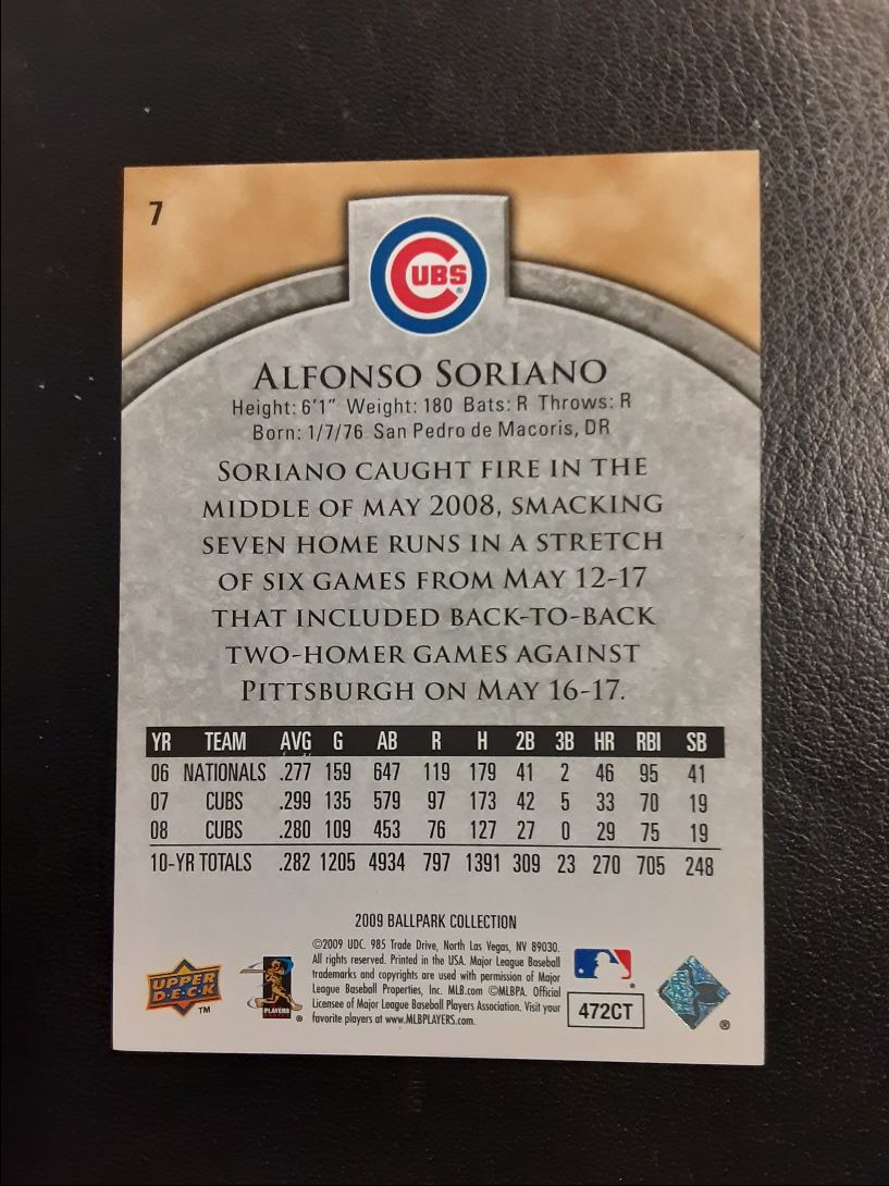 2009 Upper Deck Ballpark Collection Alfonso Soriano