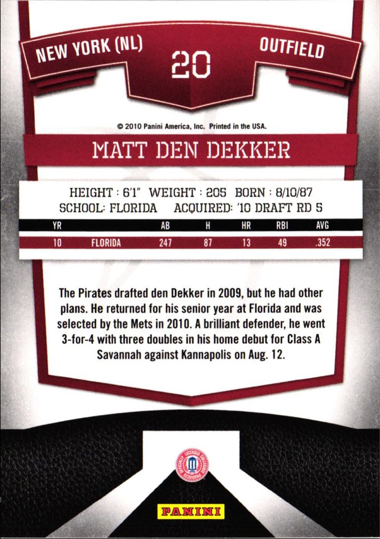 2010 Donruss Elite Extra Edition Matt den Dekker