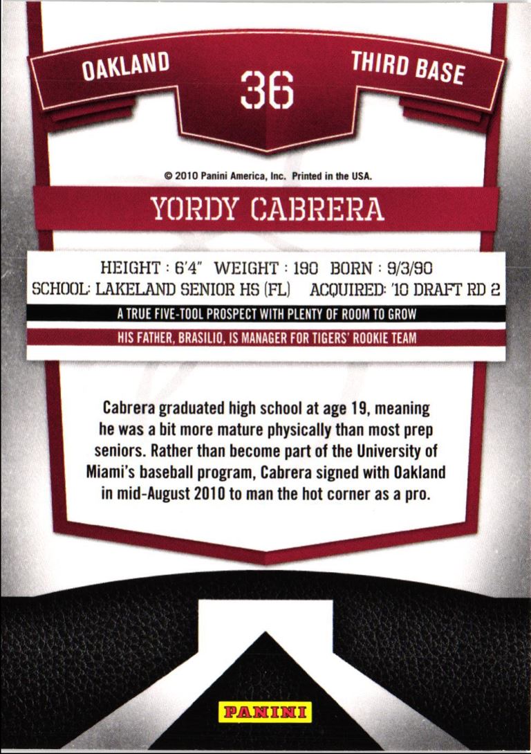 2010 Donruss Elite Extra Edition Yordy Cabrera