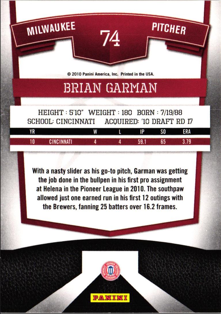 2010 Donruss Elite Extra Edition Brian Garman