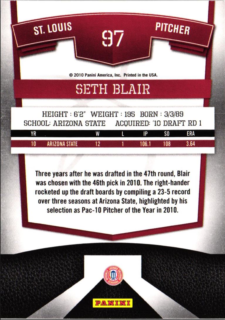 2010 Donruss Elite Extra Edition Seth Blair