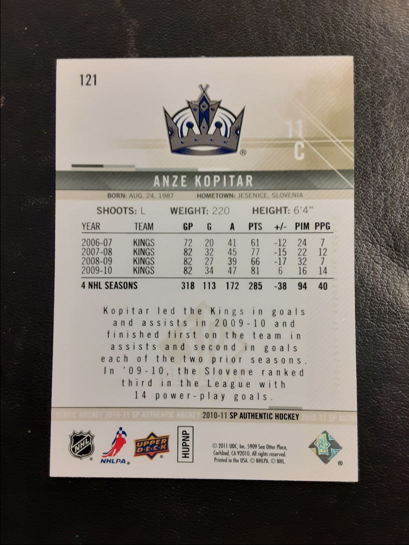 2010 SP Authentic Anze Kopitar