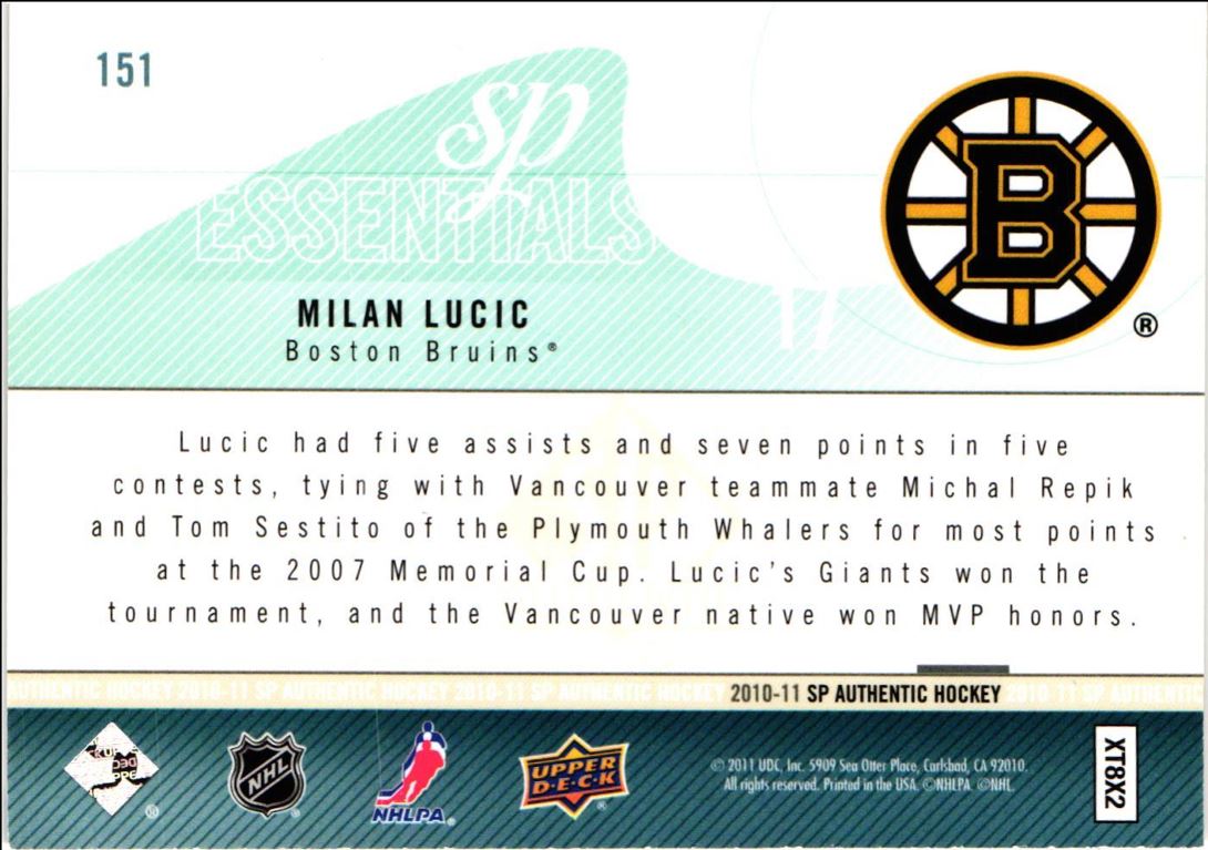 2010 SP Authentic Milan Lucic