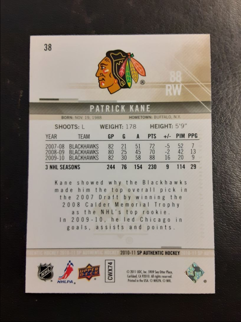 2010 SP Authentic Patrick Kane