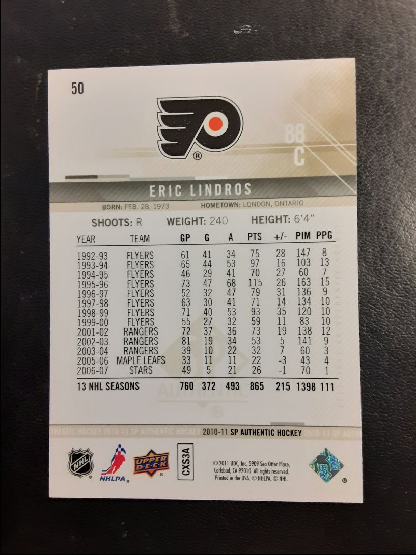 2010 SP Authentic Eric Lindros