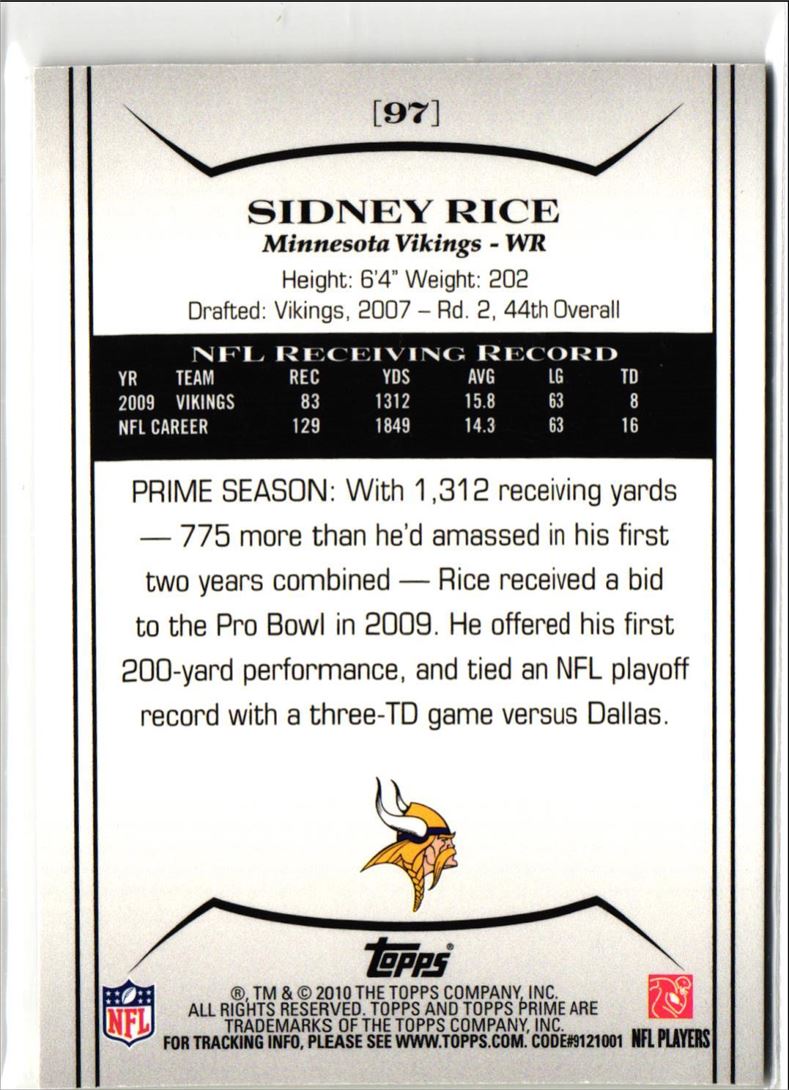 2010 Topps Prime Sidney Rice