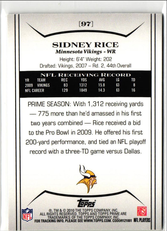 2010 Topps Prime Sidney Rice