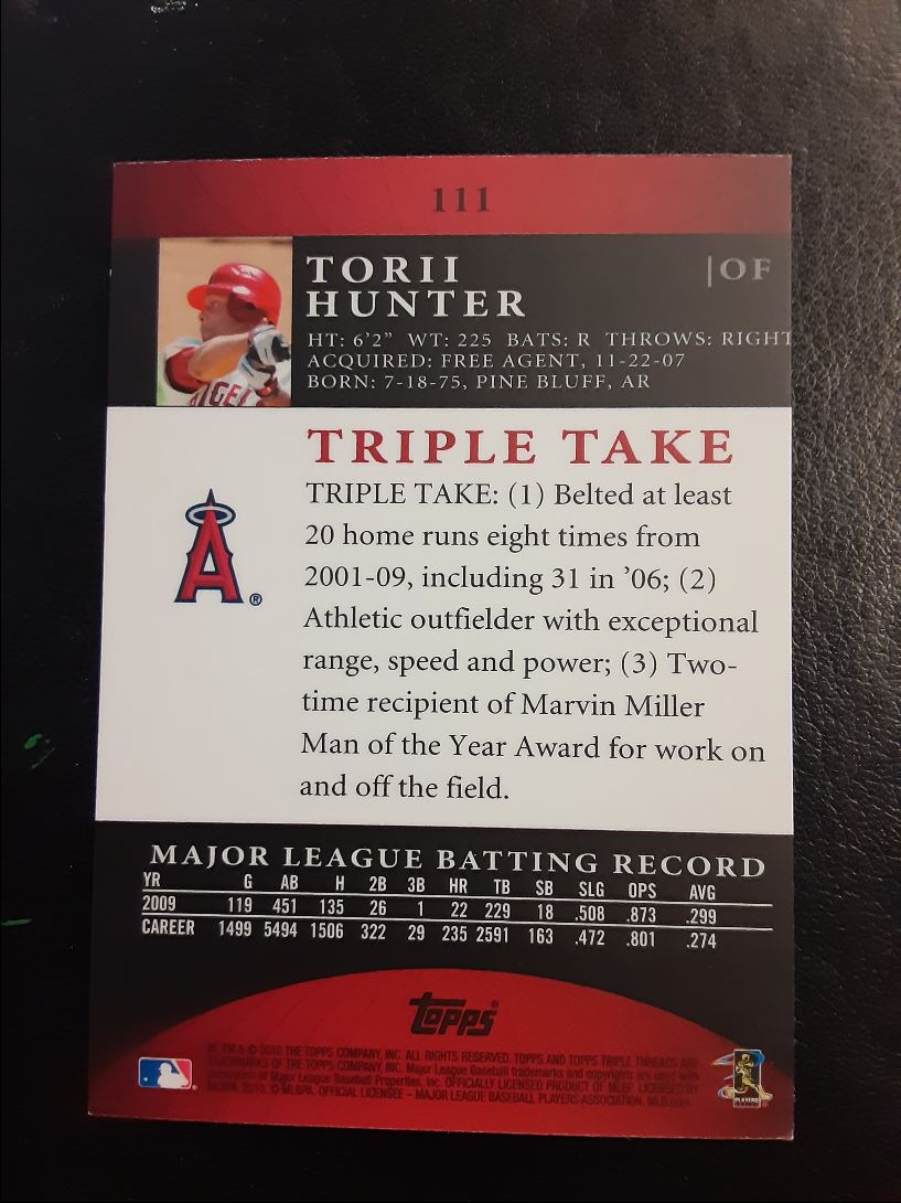 2010 Topps Triple Threads Torii Hunter