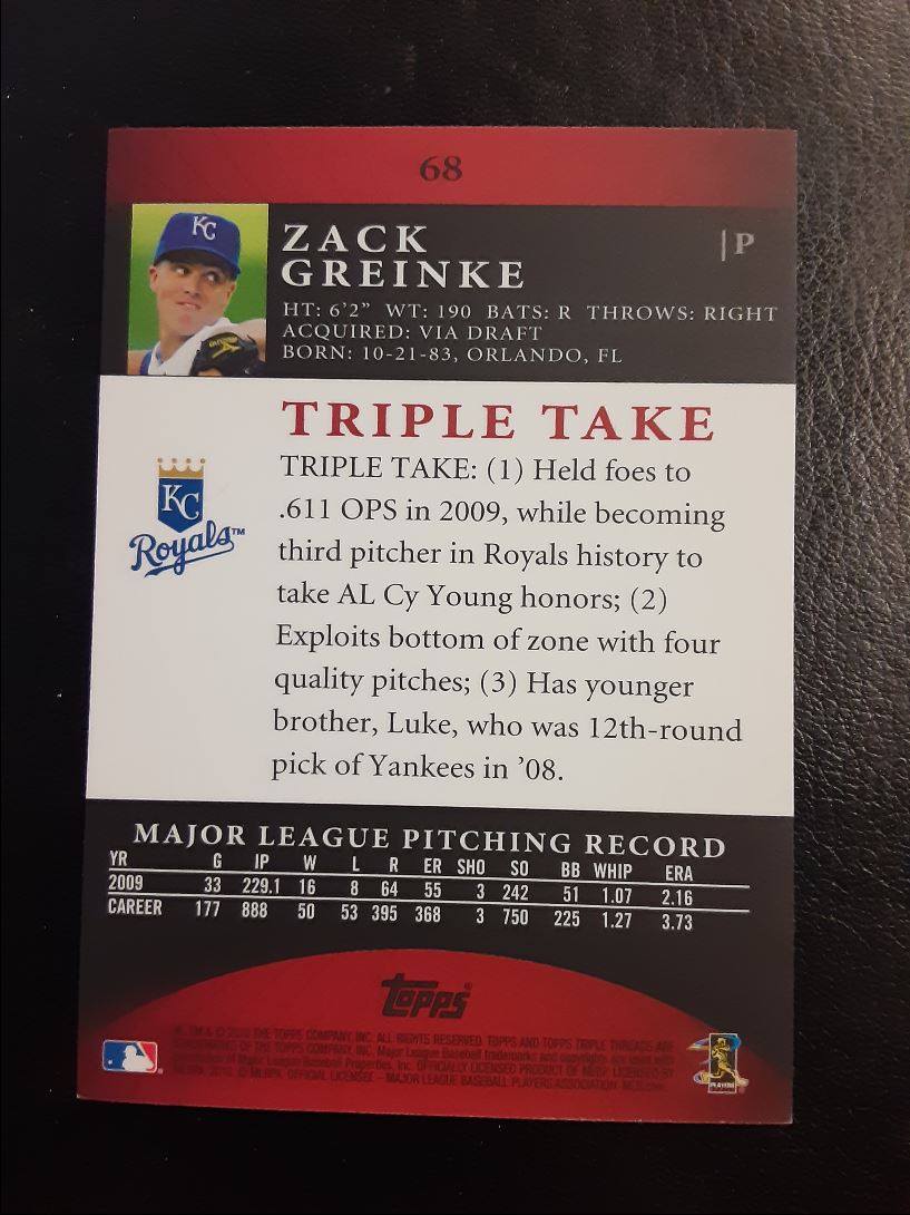 2010 Topps Triple Threads Zack Greinke