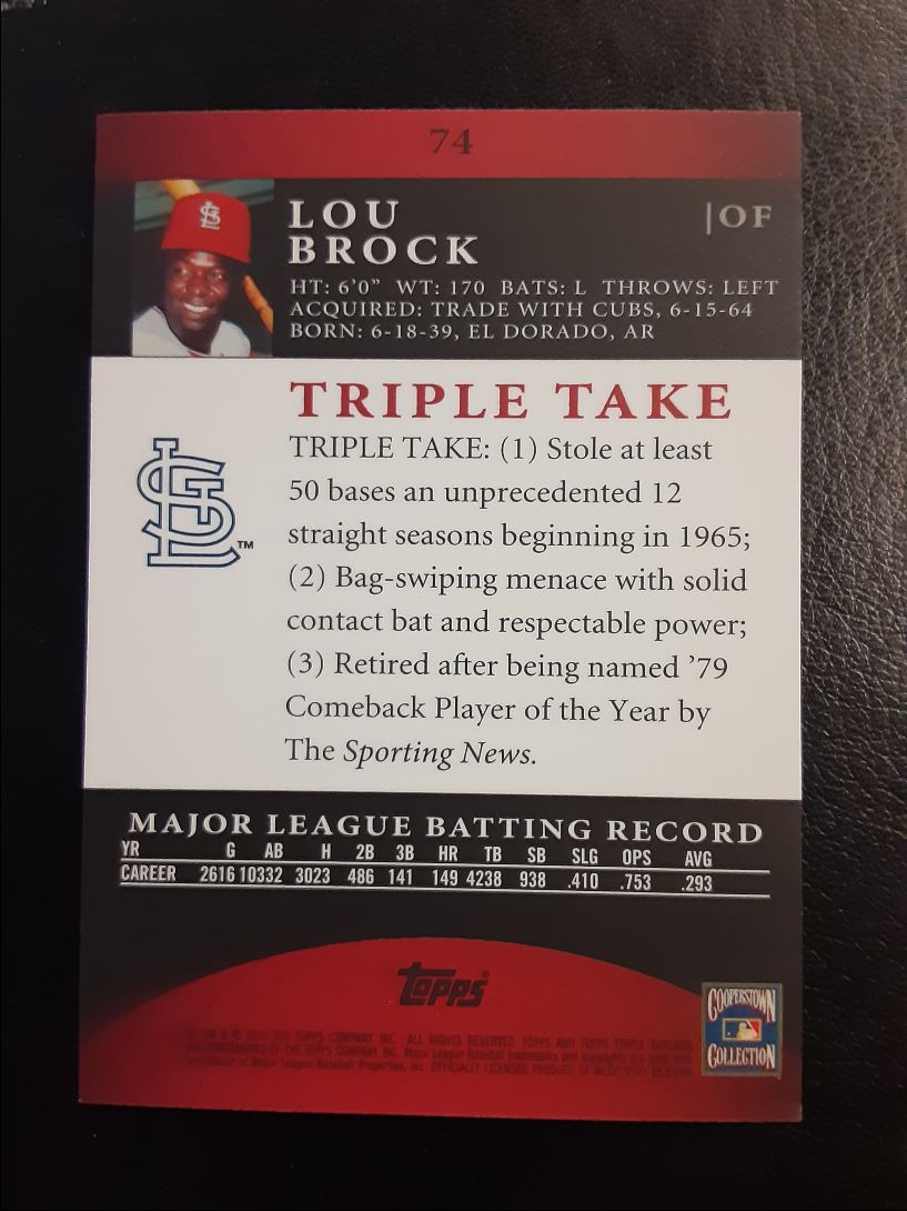 2010 Topps Triple Threads Lou Brock