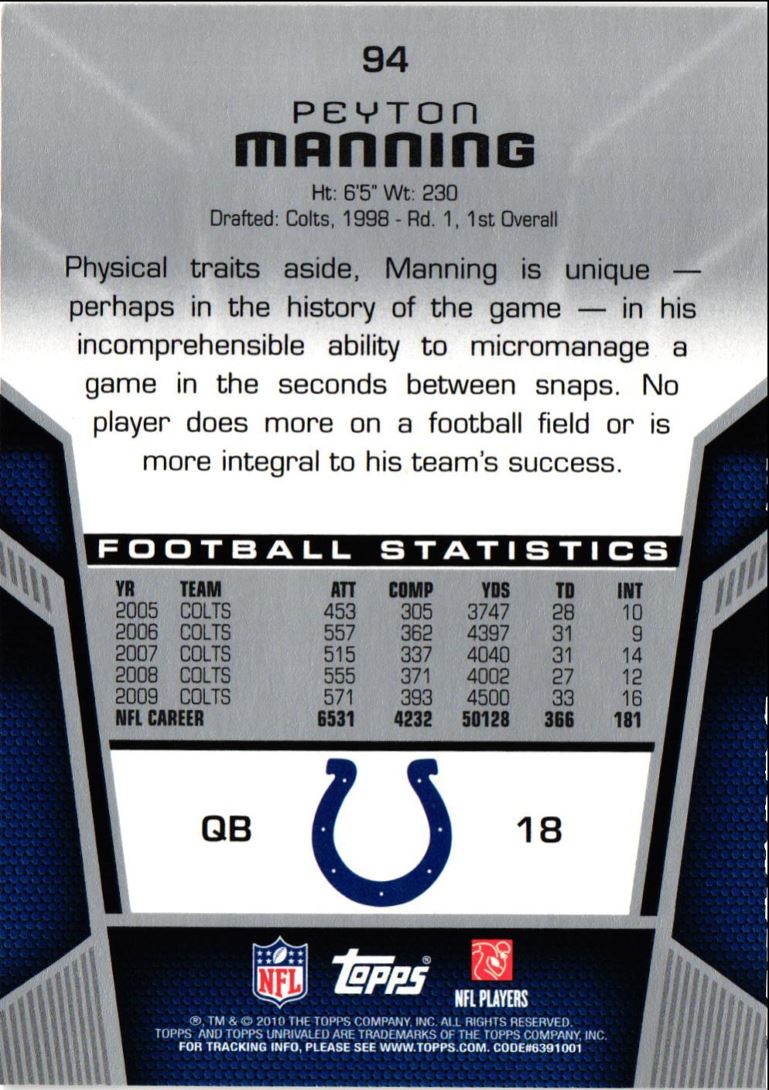 2010 Topps Unrivaled Peyton Manning