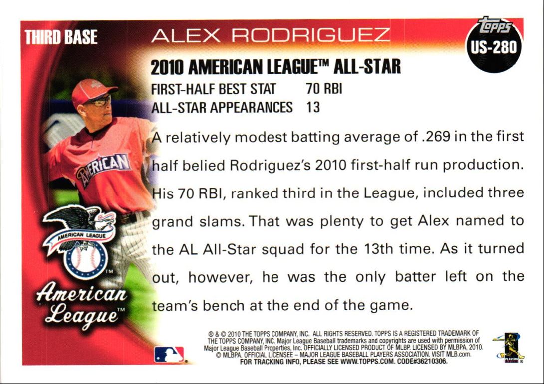 2010 Topps Update Alex Rodriguez