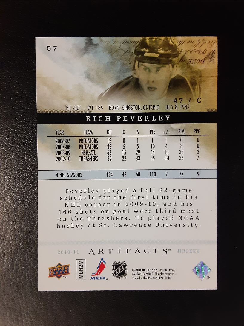 2010 Upper Deck Artifacts Rich Peverley