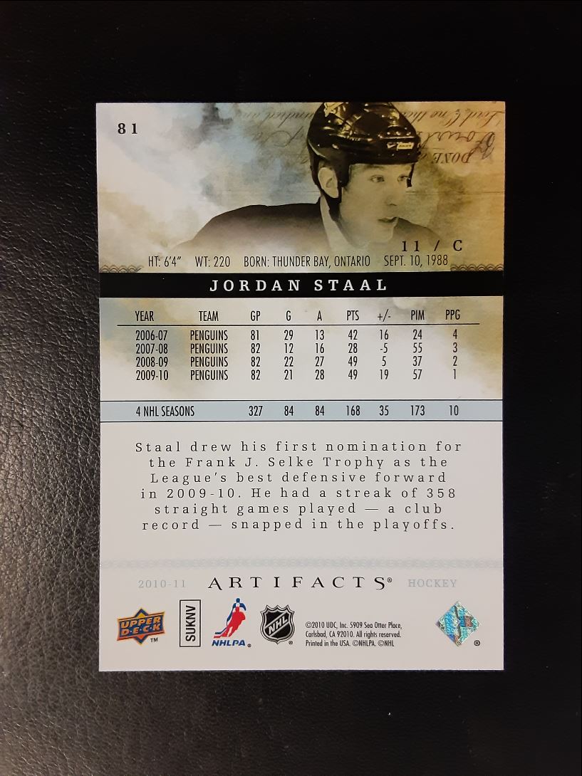 2010 Upper Deck Artifacts Jordan Staal