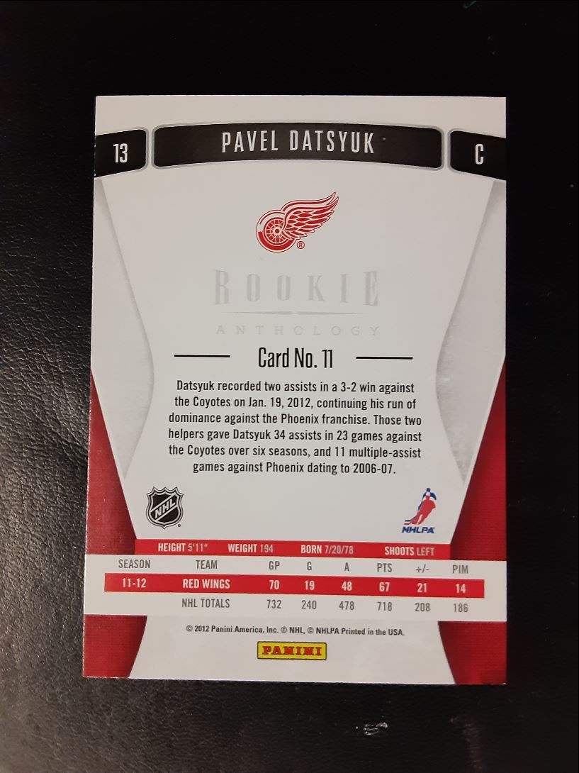 2011 Panini Rookie Anthology Pavel Datsyuk