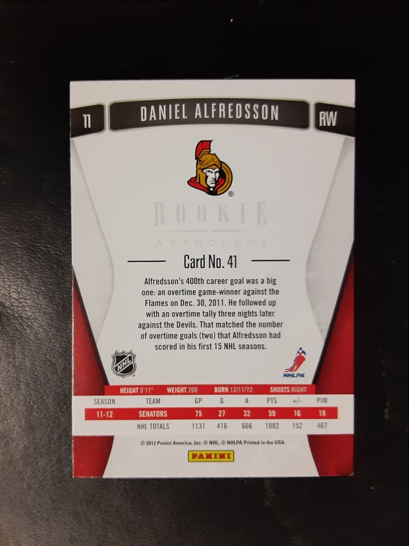 2011 Panini Rookie Anthology Daniel Alfredsson