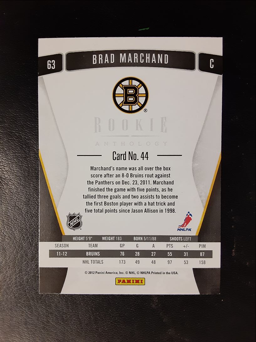 2011 Panini Rookie Anthology Brad Marchand