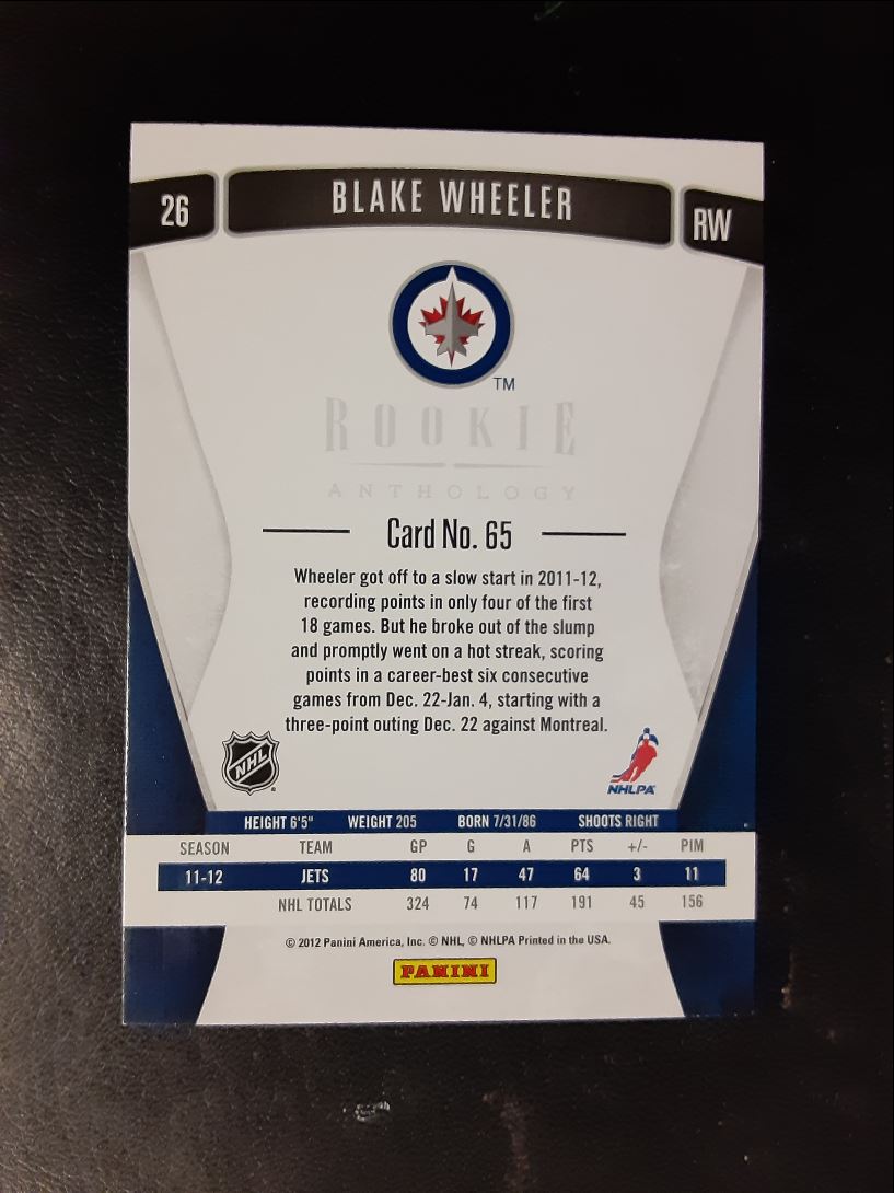 2011 Panini Rookie Anthology Blake Wheeler