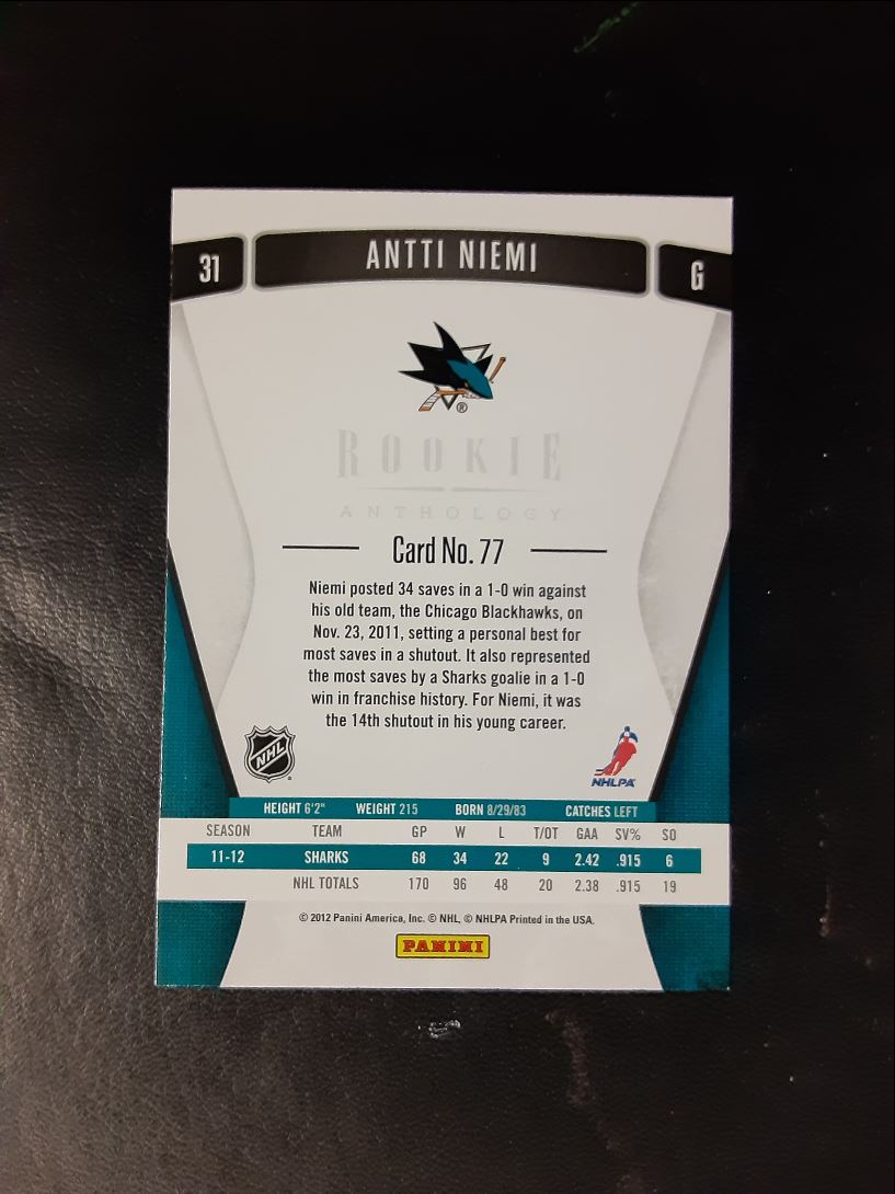 2011 Panini Rookie Anthology Antti Niemi