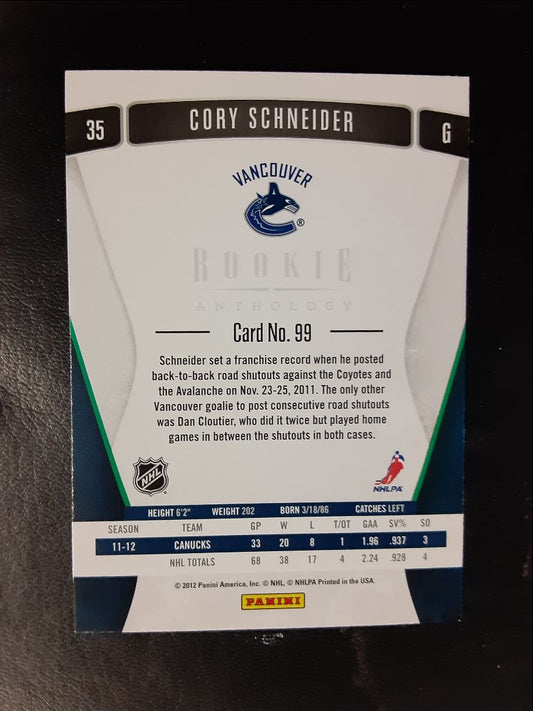 2011 Panini Rookie Anthology Cory Schneider
