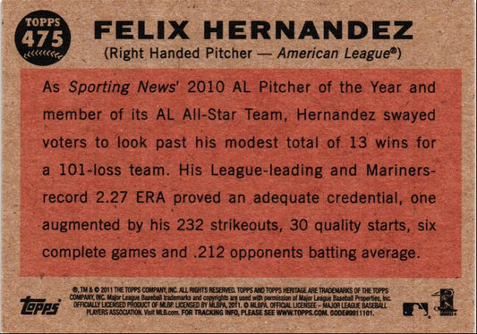 2011 Topps Heritage Felix Hernandez