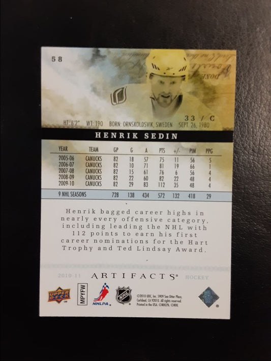 2011 Upper Deck Artifacts Henrik Sedin