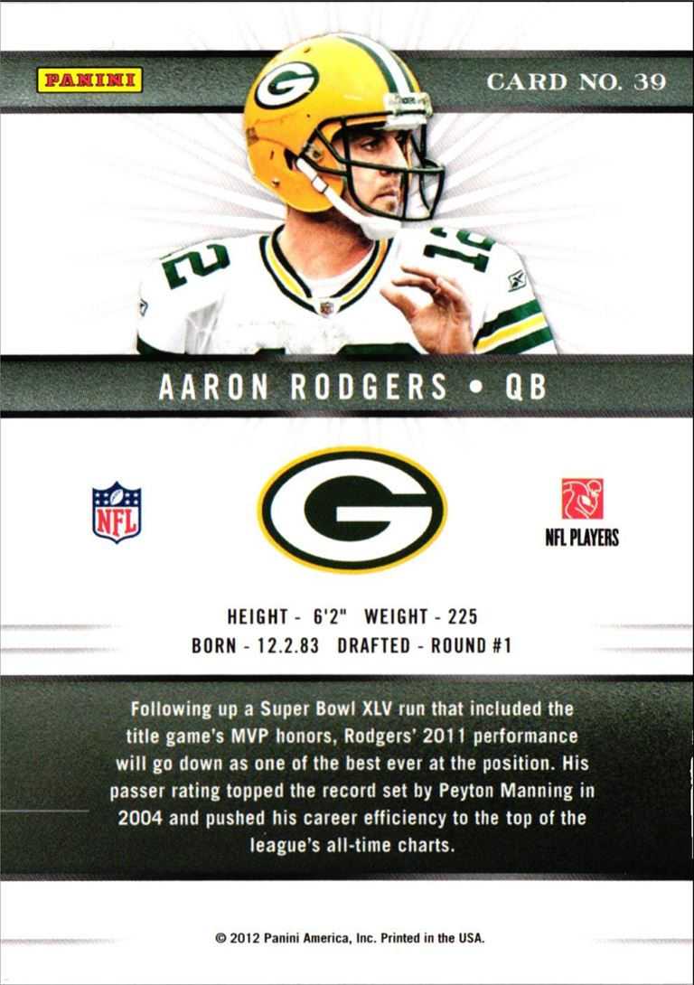 2012 Panini Elite Aaron Rodgers