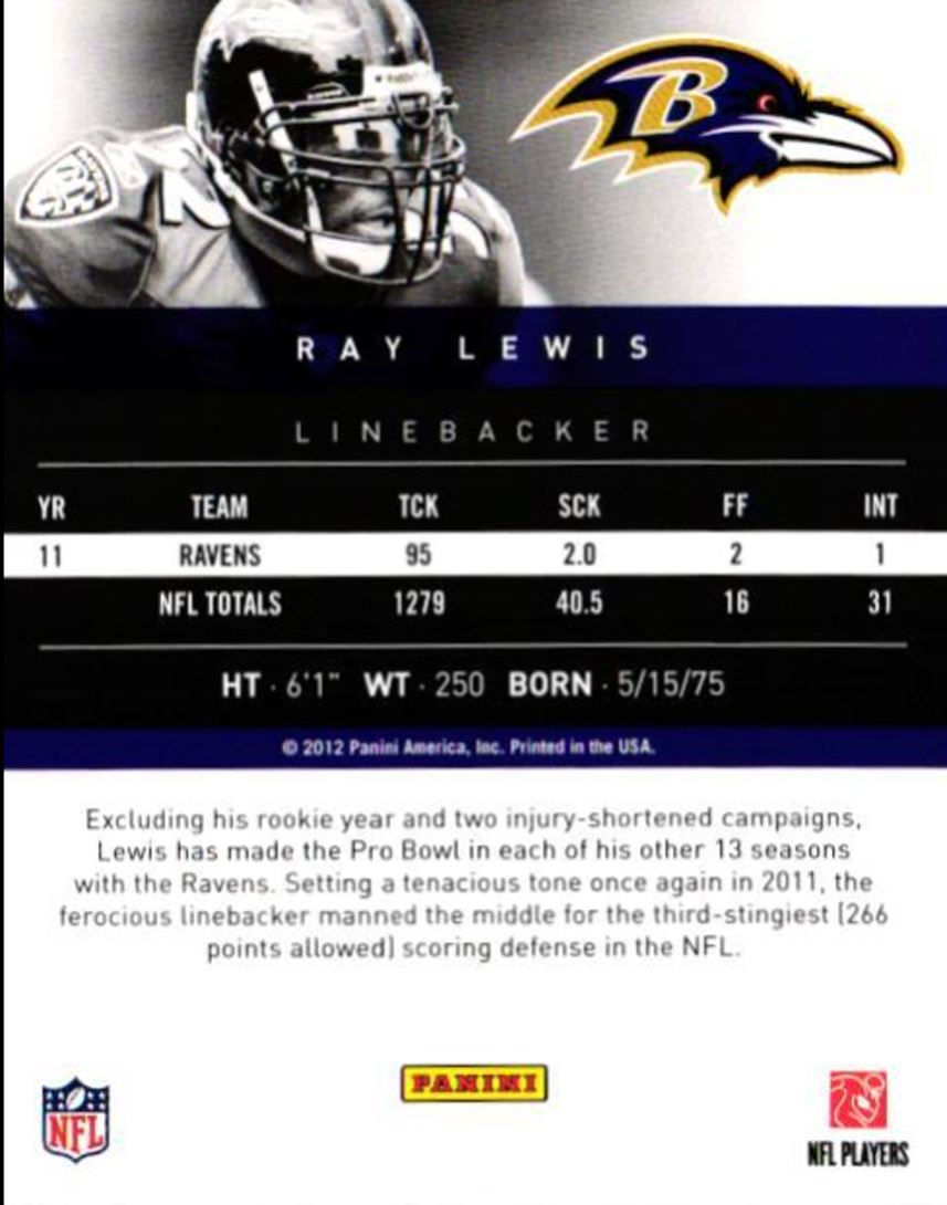 2012 Panini Prestige Ray Lewis