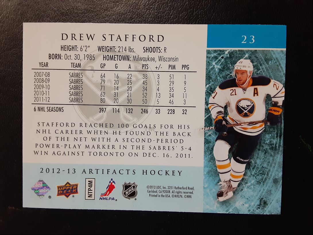 2012 Upper Deck Artifacts Drew Stafford