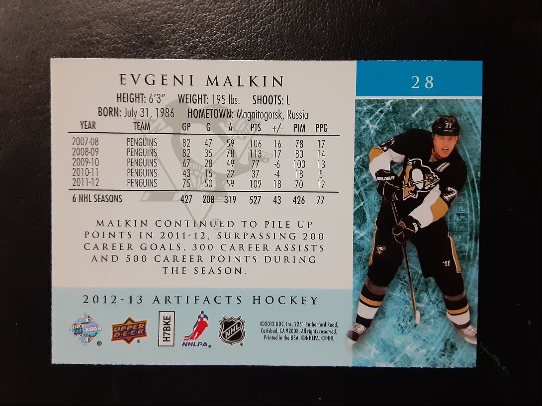 2012 Upper Deck Artifacts Evgeni Malkin