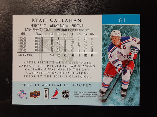 2012 Upper Deck Artifacts Ryan Callahan