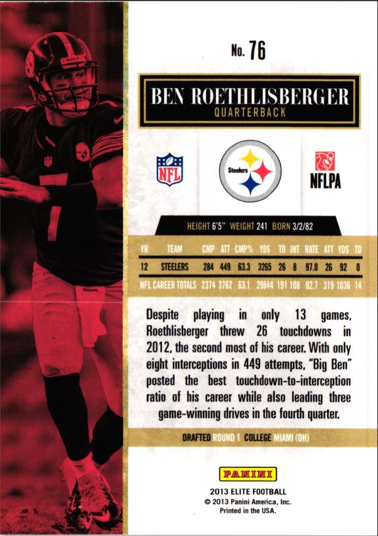 2013 Donruss Elite Ben Roethlisberger