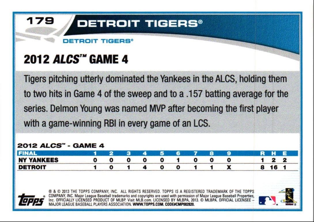 2013 Topps Detroit Tigers-