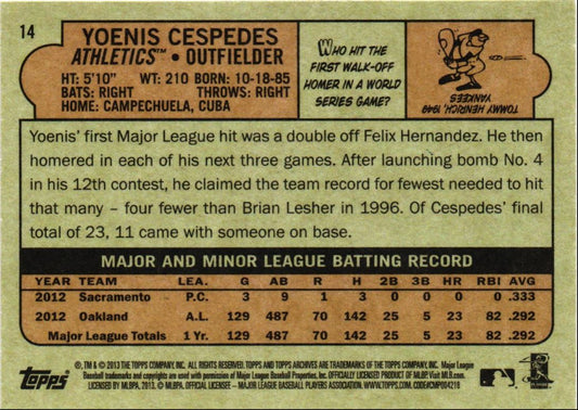 2013 Topps Archives Yoenis Cespedes