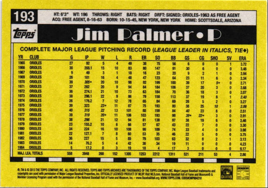 2013 Topps Archives Jim Palmer