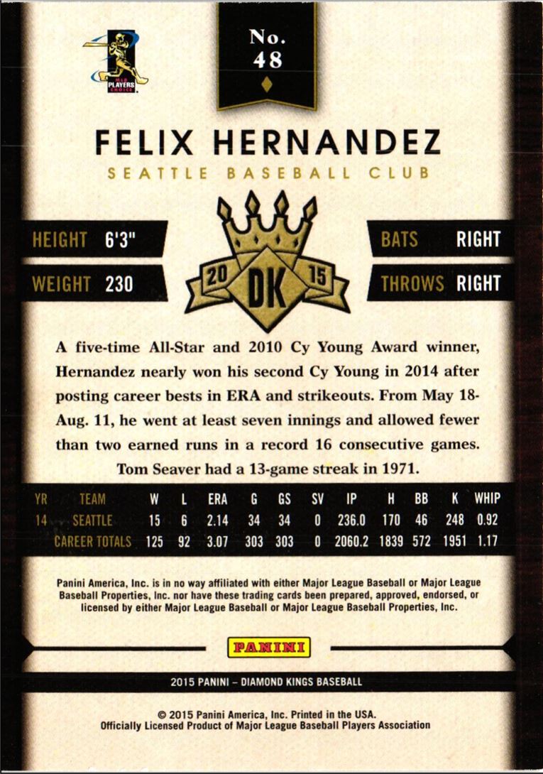 2015 Panini Diamond Kings Felix Hernandez